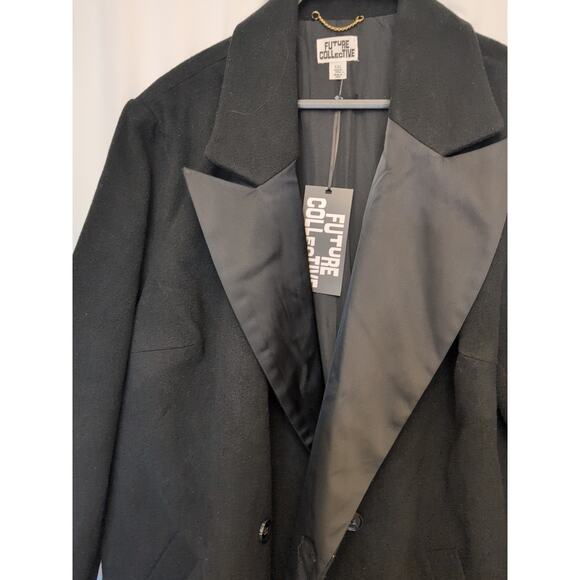 Future collective nwt XXL double breasted long black coat - Picture 2 of 12